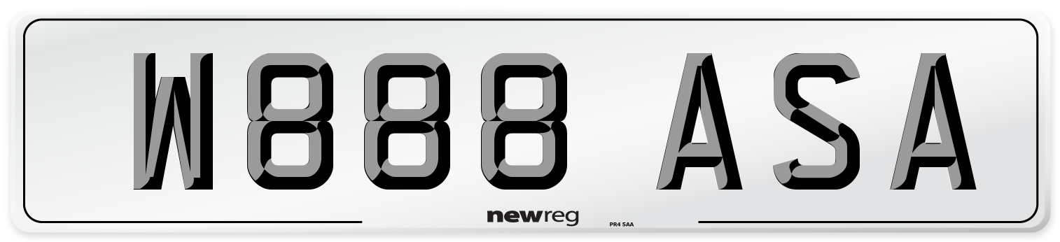 W888 ASA Number Plate from New Reg